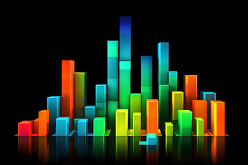 Poster - 3D business graph with organized bars and information blocks. Abstract infographic element. Business growth and development to success concepts