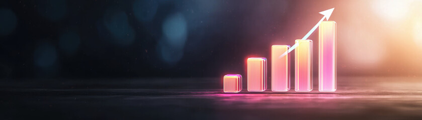 Aufkleber - glowing bar chart illustrating milestones and growth trends in data analysis