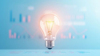 Aufkleber - glowing lightbulb symbolizes innovation and achievement over charts