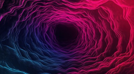Poster - Abstract visualization of a vibrant tunnel with flowing waves of pink and blue colors.