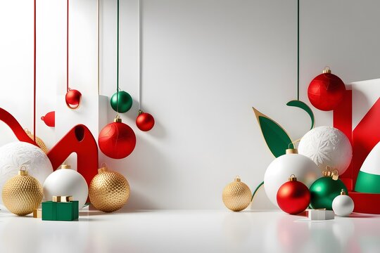 Realistic christmas decoration border greetings background design
