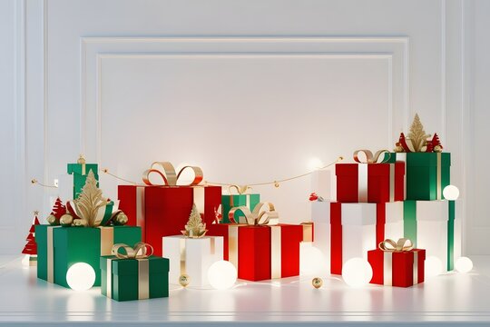 Realistic christmas decoration border greetings background design