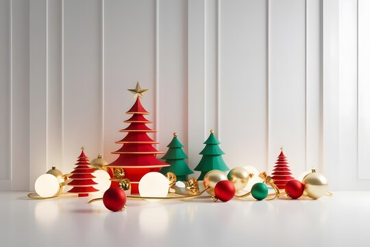 Realistic christmas decoration border greetings background design