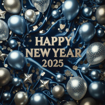 Blue and gray color card happy new year