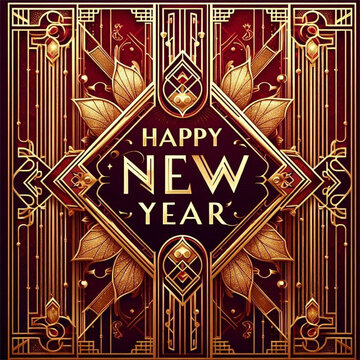 Bold red color wish card happy new year