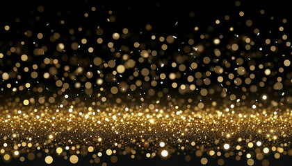 Wall Mural - black background with golden shimmers and free space