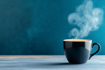 Poster - A dark, moody depiction of a black coffee cup with swirling, shadowy steam, set on a dimly lit, gothic table