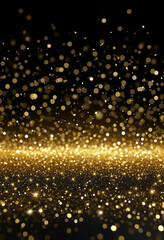 Wall Mural - black background with golden shimmers and free space