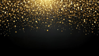 Wall Mural - black background with golden shimmers and free space