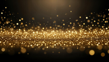 Wall Mural - black background with golden shimmers and free space