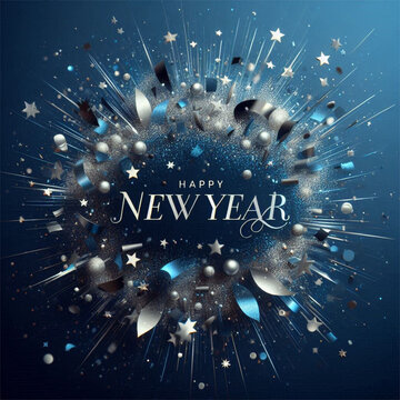 Nevi blue and white color wish card happy new year