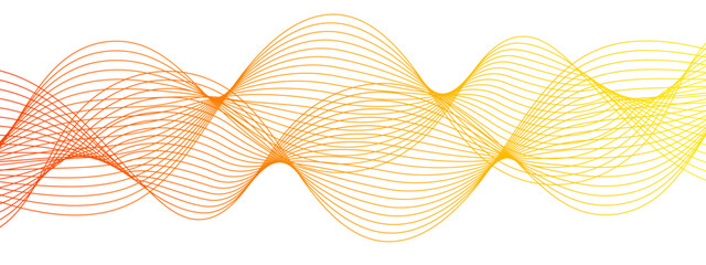 Poster - Horizontal Orange wave on white background. Abstract wavy lines. Futuristic tech background with Curved wavy line. Creative wavy stripes line art.  Modern stream wave & round line design