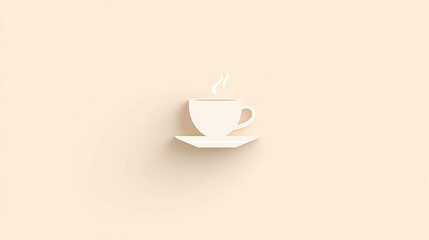 Wall Mural - White Cup Illustration on a Pink Background – Cozy and Minimalistic Design