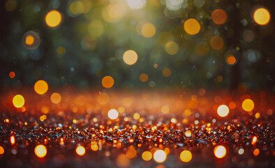 Poster - A blurry image of a forest with a lot of light and dark spots. Scene is mysterious and dreamy