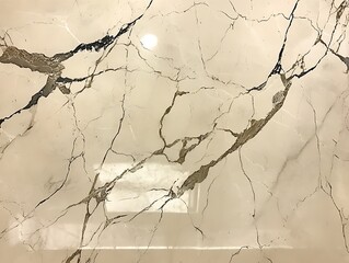 Poster - Close-up beige marble texture with cracks and veins.