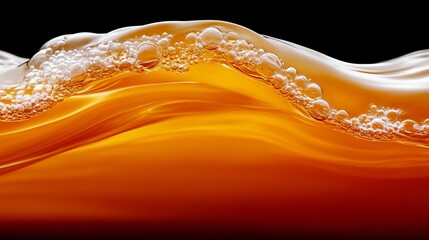 Wall Mural - A close up of a liquid with bubbles on a black background