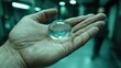 © irawan710 - Hand holding a translucent sphere with internal structures.