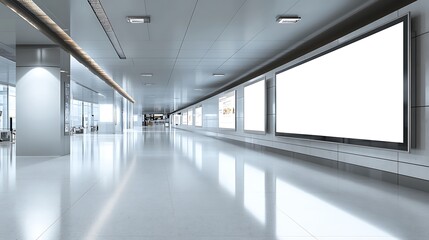 Canvas Print - Modern hallway with blank advertising billboards.