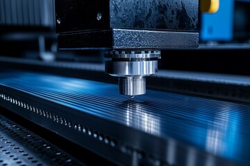 Poster - A manufacturing unit for aluminum and PVC windows and doors, detailing industrial equipment.