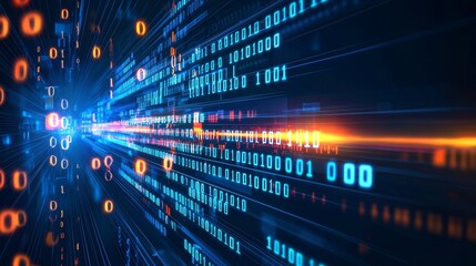Poster - A concept of data flow. Ability to query, analyze, and visualize complex information in real time. A neural network for stock. Data mining. Business analytics. The latest in big data technology.