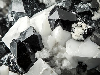 Poster - Close-up of black and white crystals.
