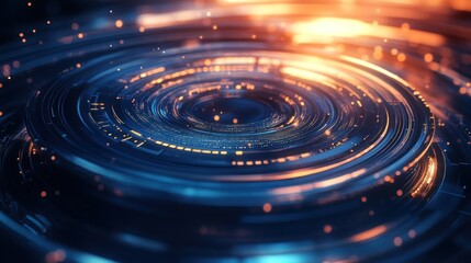 Poster - Abstract Futuristic Technology Background: Glowing Circular Design