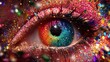 © Flowaiart - A colorful eye with glittery makeup on it
