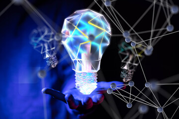 Aufkleber - Neural network 3D illustration. Big data and cybersecurity
