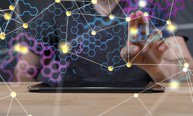 Poster - group of people talking in social network 3d