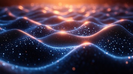 Poster - Luminous Waves of Colorful Light and Sparkles in Abstract Background