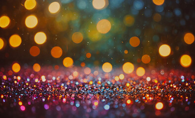 Poster - A colorful background with many small, bright, and colorful dots. The dots are scattered all over the background, creating a sense of movement and energy. Scene is lively and vibrant