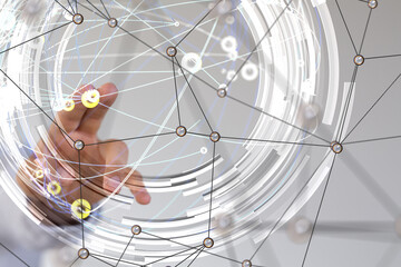 Fototapete - Global network. Blockchain. 3D illustration. Neural networks and artificial intelligence. Abstract