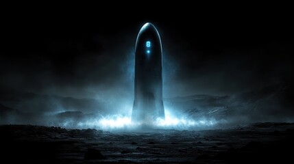 Mysterious spaceship on a dark planet.