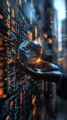 Poster - Futuristic technology event digital world 3d visualization urban environment close-up view innovation concept
