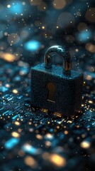 Poster - Digital security lock cyber environment 3d futuristic technology abstract view data protection concept
