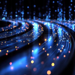 Poster - Dynamic light trails abstract digital space graphic design futuristic environment close-up view visual concept for innovation