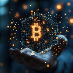 Poster - Exploring the future of cryptocurrency bitcoin innovation digital finance virtual environment close-up viewpoint blockchain technology