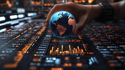 Poster - Analyzing global data trends with digital interfaces virtual workspace infographic high-tech environment interactive viewpoint