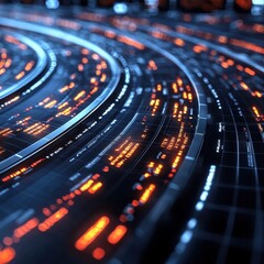 Poster - Dynamic data visualization digital environment infographic design abstract concept futuristic perspective technology impact
