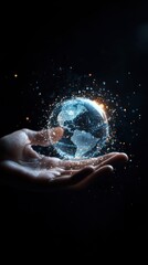 Poster - Global sustainability innovation future technology digital art abstract environment close-up view eco-conscious concept