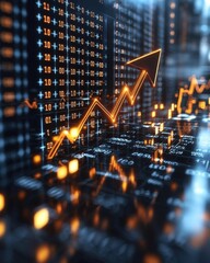 Poster - Financial growth trends digital space data visualization business environment close-up view economic insights