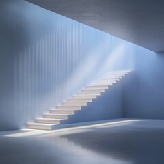 Poster - Illuminated staircase leading to future possibilities minimalist architecture indoor space modern design perspective