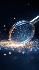 Poster - Captivating macro of a microscope lens with glowing particles science lab abstract conceptual visuals dark background