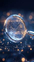 Poster - Magnifying glass revealing sparkling particles digital studio abstract art nighttime close-up exploration concept