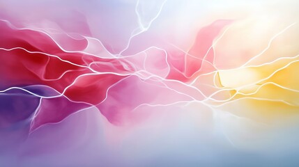 Poster - Colorful abstract artwork depicting flowing lines and gradients in a blend of pink, yellow, and purple tones