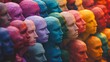 © HISTOCK - Mannequin heads showing diversity and conformity in modern society
