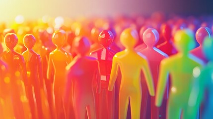 Poster - Colorful crowd of people standing together in unity and diversity
