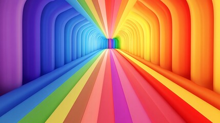 Poster - Rainbow tunnel creating a vibrant path to infinity