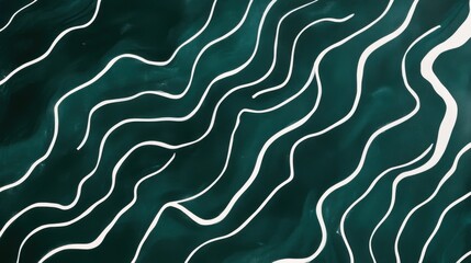 Poster - Bold white streaks twist and flow across a deep green surface, creating an abstract pattern that evokes movement and energy. This artwork captures a unique visual rhythm