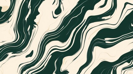 Poster - Irregular patterns of bold streaks in green and cream create a dynamic visual effect. The design features flowing lines that evoke a sense of movement and intrigue, suitable for various artistic uses